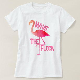 Flamingo hot pink geometric what the flock retro T-Shirt