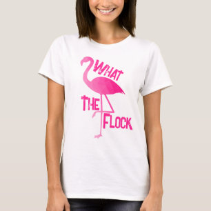 Flamingo hot pink geometric what the flock T-Shirt