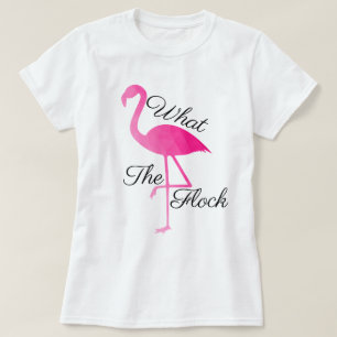 Flamingo hot pink ombre geometric what the flock T-Shirt