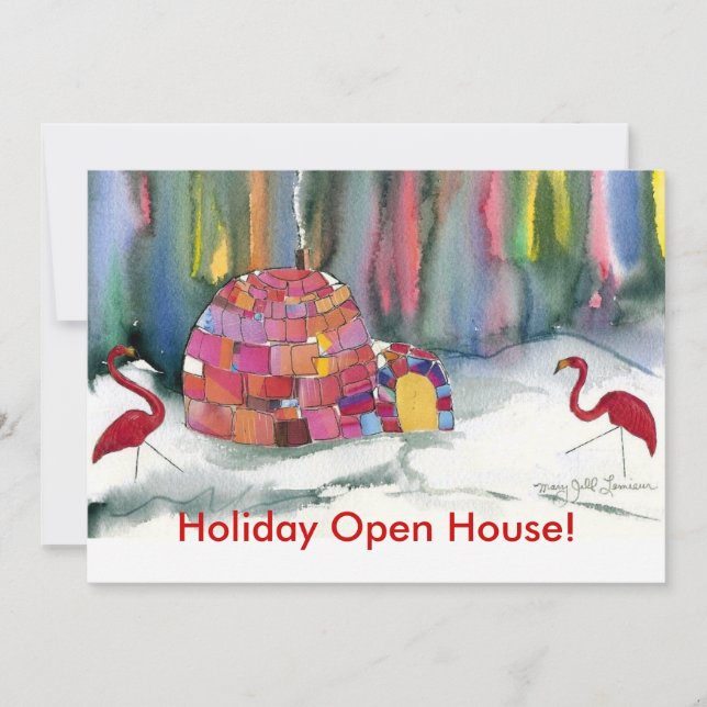 Flamingo Igloo Party Invitation (Front)