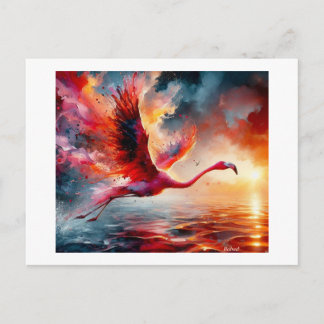Flamingo in a Fiery Flight,  Postcard