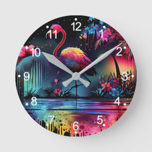 Flamingo in A Lake-63851 Round Clock