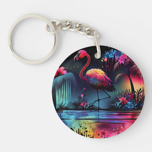 Flamingo in A Lake-63852 Key Ring (Front)