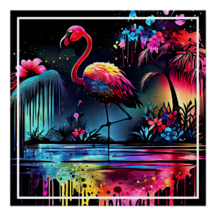 Flamingo in A Lake-63852 Poster