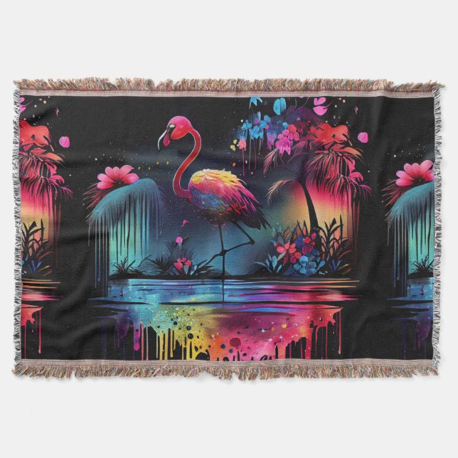 Flamingo in A Lake-63852 Throw Blanket (Front)
