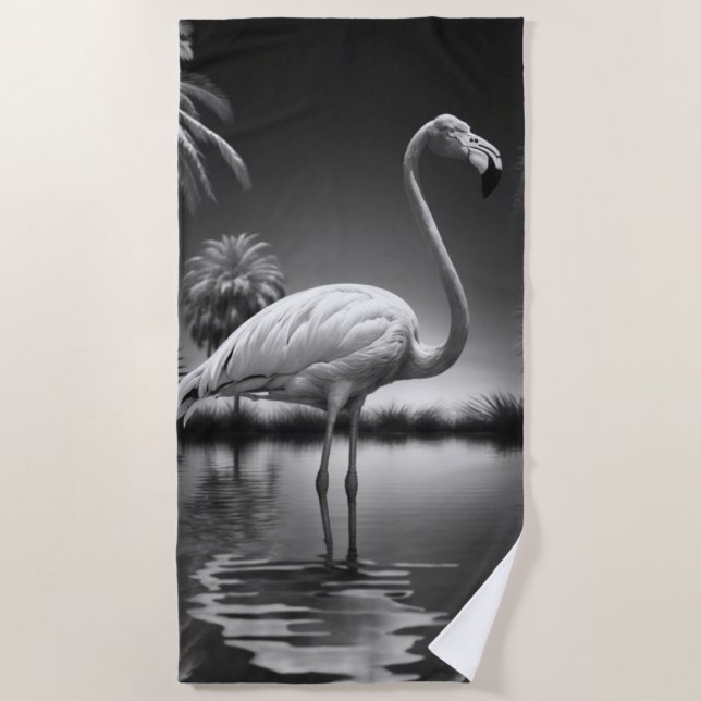 Flamingo in a Pool Beach Towel (Front)