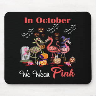 Flamingo In October We Wear Pink Breast Cancer Hal Mouse Mat