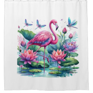 Flamingo In Paradise Shower Curtain