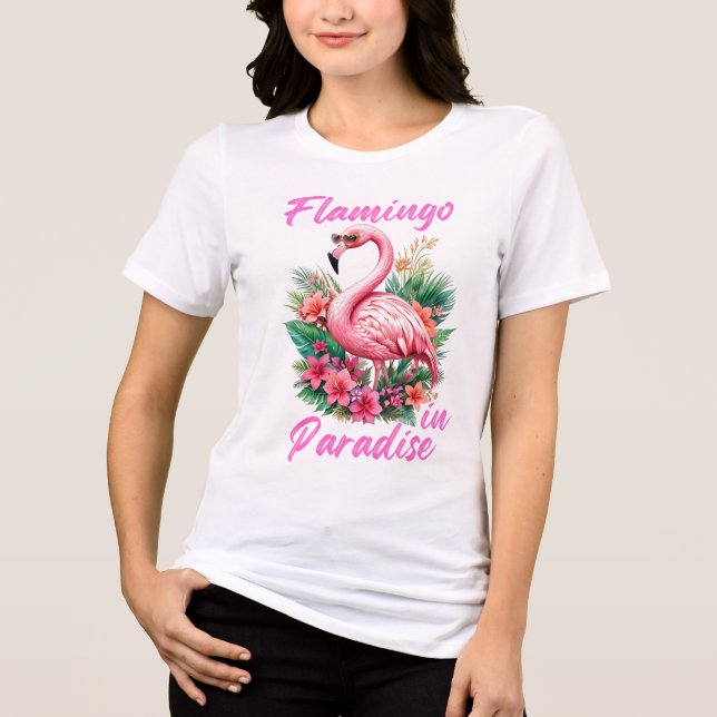 Flamingo in Paradise Tri-Blend Shirt (Front)