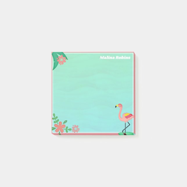 Flamingo in pastel colours w/out your name post-it notes (Front)