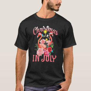 Flamingo In Santa Hat Christmas In July Flamingo T-Shirt