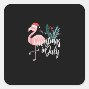 Flamingo In Santa Hat Christmas In July Square Sticker