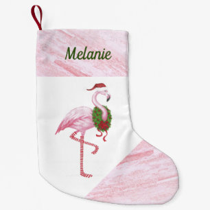 Flamingo in Santa Hat Custom Christmas Stocking