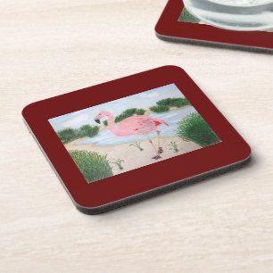 Flamingo in the Marsh Cork Coaster