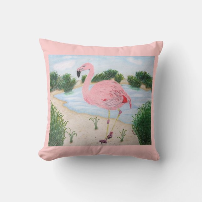 Flamingo in the Marsh Pillow (Front)