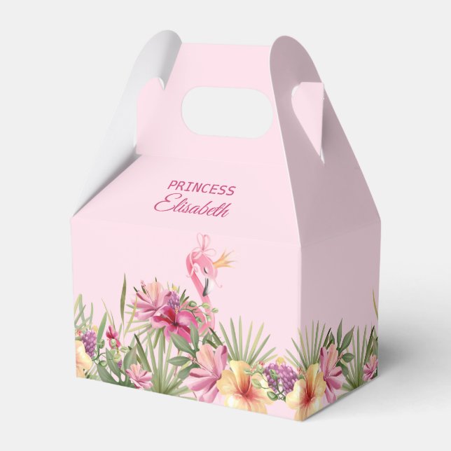 Flamingo in Tropical Flowers Favour Box (Front Side)