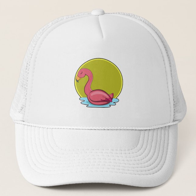 Flamingo in Water with Sun Trucker Hat (Front)