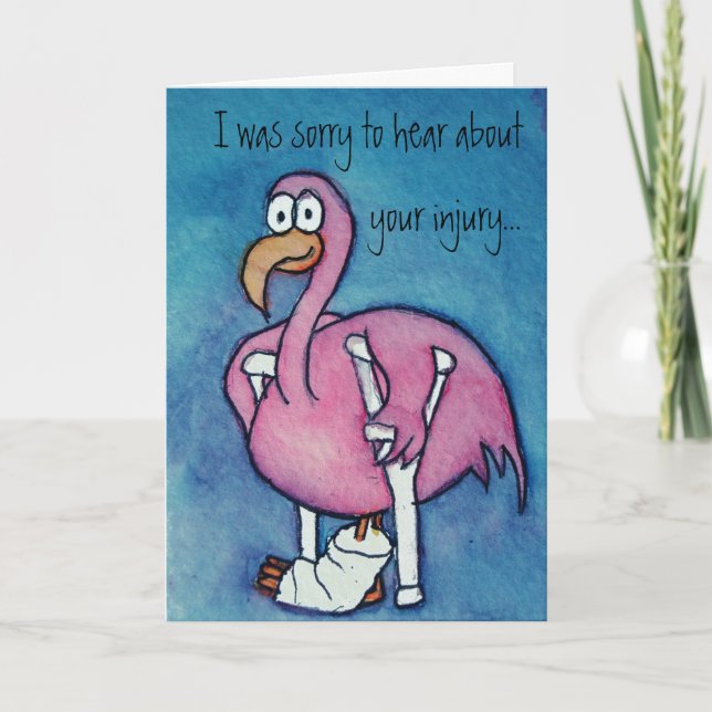 Flamingo Injury Get Well Soon Paper Greeting Card (Front)