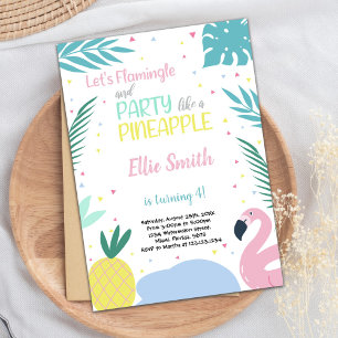 Flamingo Invitation, Pineapple Invitation