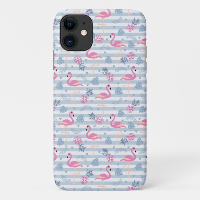 Flamingo iPhone/iPad Case - Pink & Blue (Back)