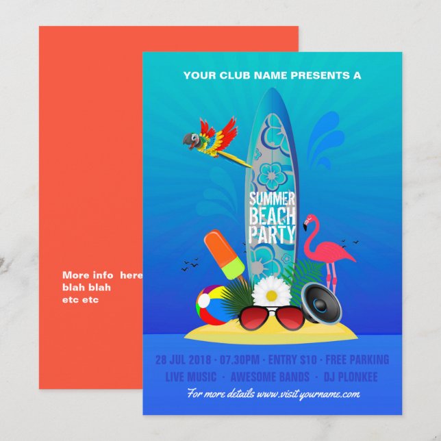 Flamingo Island  Invitation (Front/Back)