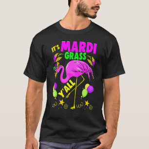 Flamingo Its Mardi Gras Yall Carnival Jester Hat W T-Shirt