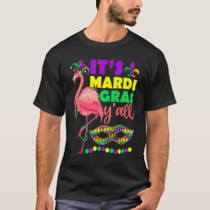 Flamingo Its Mardi Gras Yall Carnival Jester Hat W T-Shirt