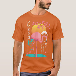 Flamingo Japanese Sakura Cherry Blossom Japan Grap T-Shirt