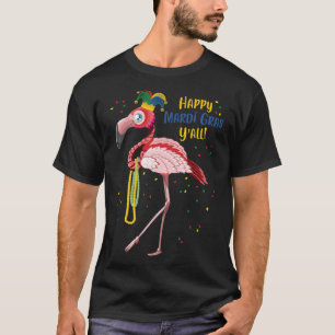 Flamingo Jester Hat Mardi Gras Fat Tuesday T-Shirt