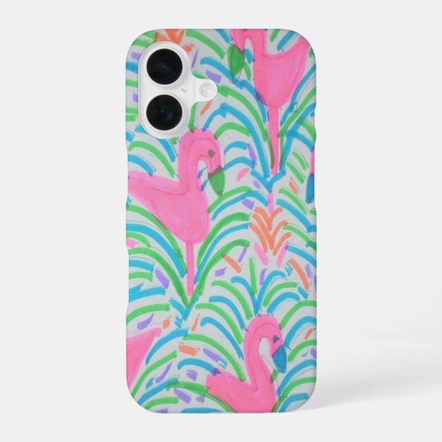 Flamingo Jungle Party iPhone Case (Back)