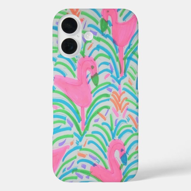 Flamingo Jungle Party iPhone Case (Back)