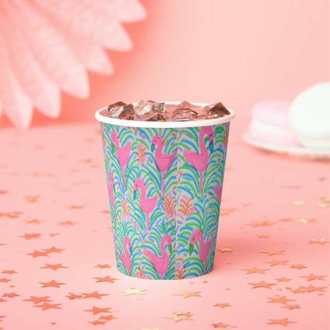 Flamingo Jungle Party Paper Cups (Insitu)