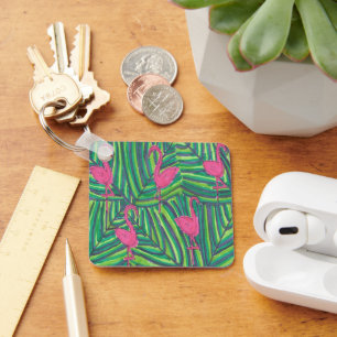 Flamingo Jungle Vibe Key Ring