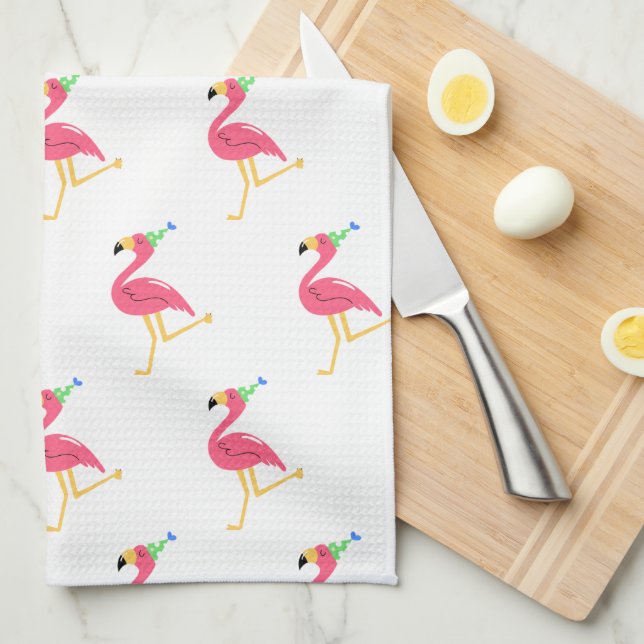 Flamingo Kitchen Towel (Quarter Fold)