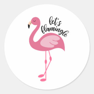Flamingo, Let's Flamingle Classic Round Sticker