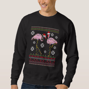 Flamingo Lights Christmas Animals Birds Pink Snow Sweatshirt