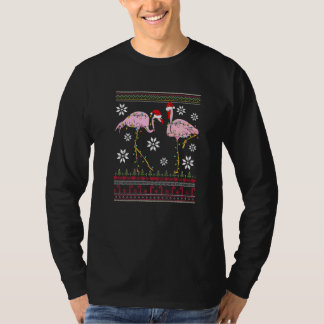 Flamingo Lights Christmas Animals Birds Pink Snow T-Shirt