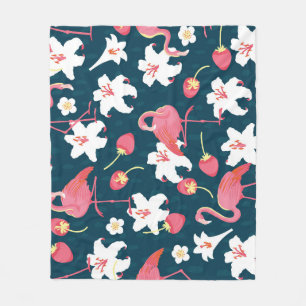 Flamingo Lilies: Tropical Vintage Design. Fleece Blanket