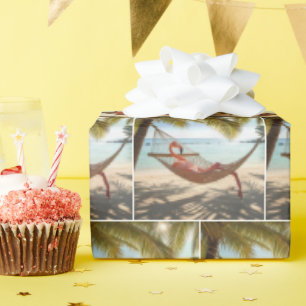 Flamingo Lounging in a Hammock Wrapping Paper