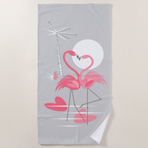 Flamingo Love beach towel