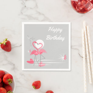 Flamingo Love Birthday paper napkins