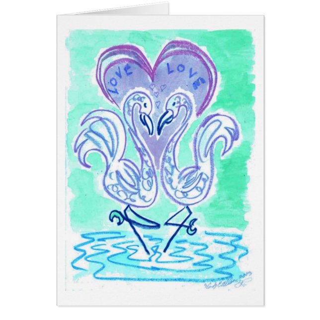 Flamingo Love  (blue version) (Front)