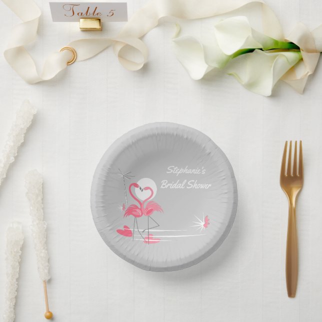 Flamingo Love Bridal Shower Paper Plate (Wedding)