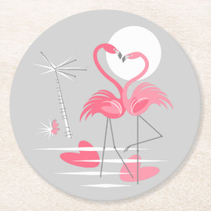 Flamingo Love coaster round