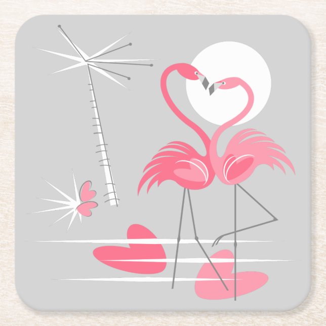 Flamingo Love coaster square (Front)