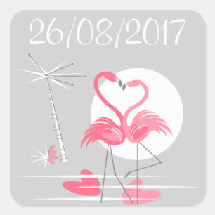 Flamingo Love Date sticker square