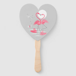 Flamingo Love hand fan heart