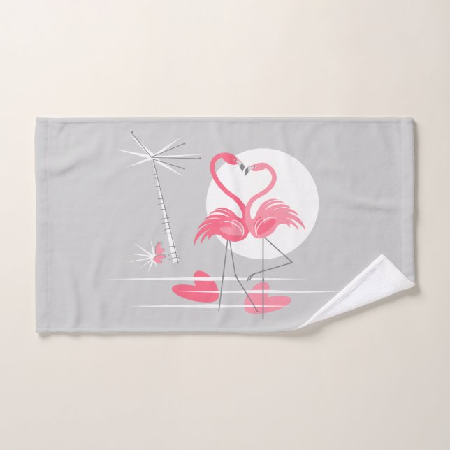 Flamingo Love hand towel horizontal (Hand Towel)