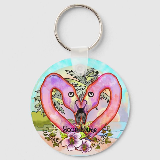 Flamingo Love Key Ring (Front)