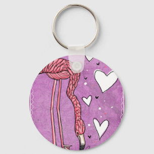flamingo love key ring